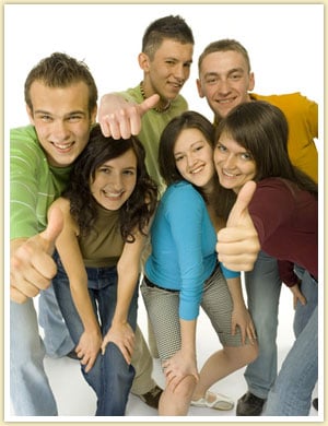 Group of Teenager giving thumbs up and smiling