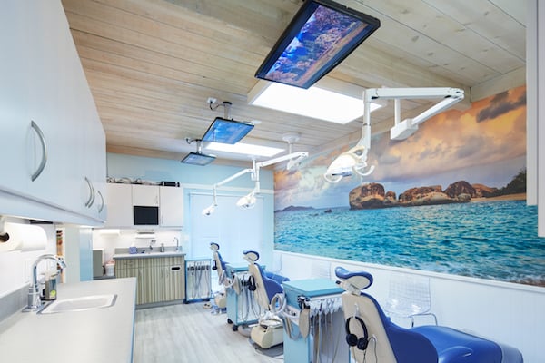 a view of the dental suite with 3 operating chairs